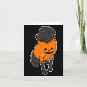 Zwarte Lab Mutt Puppy Hond Halloween Pompoen Kaart