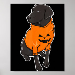 Zwarte Lab Mutt Puppy Hond Halloween Pompoen Poster
