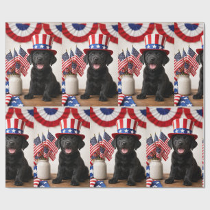 Zwarte Lab Patriottische Oom Sam Hoed cadeau Cadeaupapier