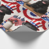 Zwarte Lab Patriottische Oom Sam Hoed cadeau Cadeaupapier (Hoek)