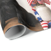 Zwarte Lab Patriottische Oom Sam Hoed cadeau Cadeaupapier (Rol Hoek)