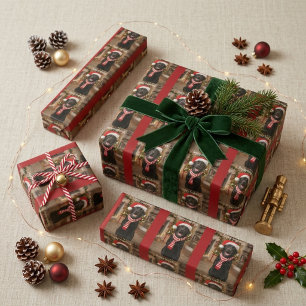 Zwarte Lab Pootafdruk Gelukkige Howlidays Patroon Cadeaupapier