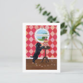Zwarte lab-puppy met cupcakes briefkaart (Staand voorkant)