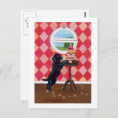Zwarte lab-puppy met cupcakes briefkaart (Voorkant / Achterkant)