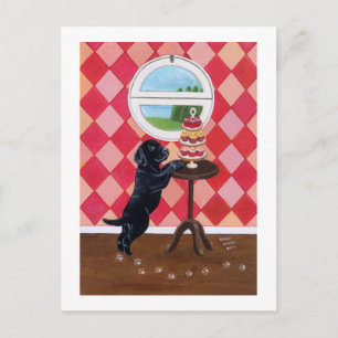 Zwarte lab-puppy met cupcakes briefkaart