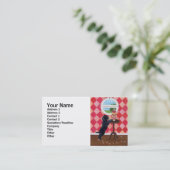 Zwarte lab-puppy met cupcakes visitekaartje (Staand voorkant)