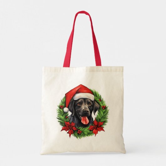 Zwarte lab retriever vakantie krans tote bag (Achterkant)