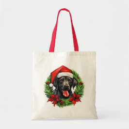 Zwarte lab retriever vakantie krans tote bag