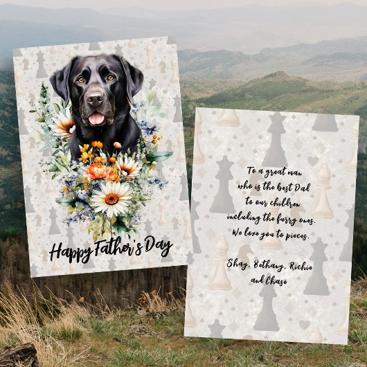 Zwarte Lab Schaakspeler Vaderdag Kaart