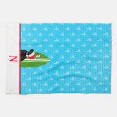 Zwarte Lab Surfboard Hond Zeemeeuw Kerst Handdoek (Horizontaal)