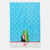 Zwarte Lab Surfboard Hond Zeemeeuw Kerst Handdoek (Verticaal)