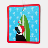 Zwarte Lab Surfbord Hond Kerst Ornament (Links)
