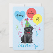 Zwarte Lab van Birthday Party Balloons Kaart (Voorkant)