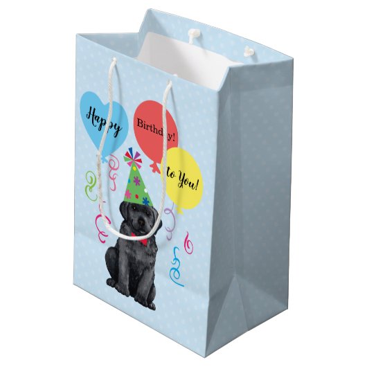 Zwarte Lab van Birthday Party Balloons Medium Cadeauzakje (Achterkant Gekanteld)