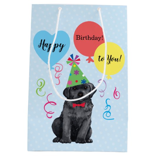 Zwarte Lab van Birthday Party Balloons Medium Cadeauzakje (Achterkant)