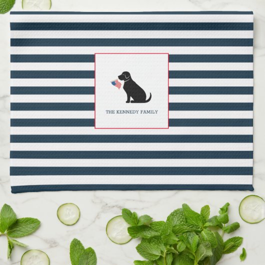 Zwarte LaboratoriumAmerikaanse vlag Persoonlijke f Theedoek (Gevouwen)