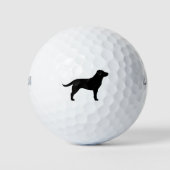 Zwarte Labrado Retriever Silhouet Golfballen (Voorkant)