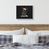 Zwarte Labrado Xmas-hond Kerstboom Licht Klasse Canvas Afdruk (Insitu (Slaapkamer))