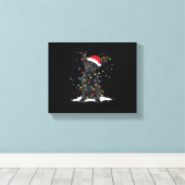 Zwarte Labrado Xmas-hond Kerstboom Licht Klasse Canvas Afdruk (Insitu (Houten vloer))