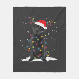 Zwarte Labrado Xmas-hond Kerstboom Licht Klasse Fleece Deken
