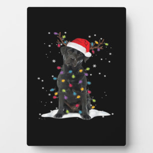 Zwarte Labrado Xmas-hond Kerstboom Licht Klasse Fotoplaat