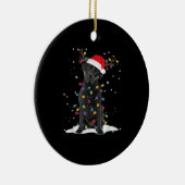 Zwarte Labrado Xmas-hond Kerstboom Licht Klasse Keramisch Ornament (Rechts)