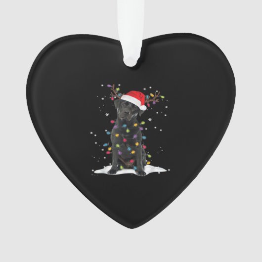 Zwarte Labrado Xmas-hond Kerstboom Licht Klasse Ornament (voorkant)