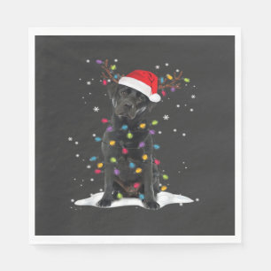 Zwarte Labrado Xmas-hond Kerstboom Licht Klasse Servet