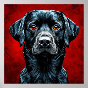 🐶 Zwarte Labradoedel Portret voor Huisdierliefheb Poster