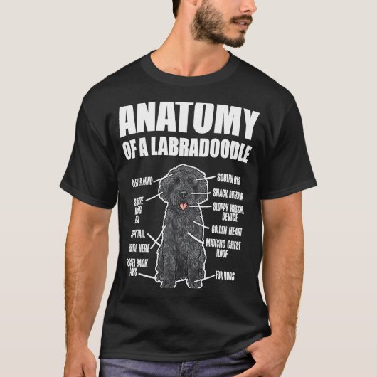 Zwarte labradoedle Dog Anatomie van een labradoedl T-shirt (Voorkant)