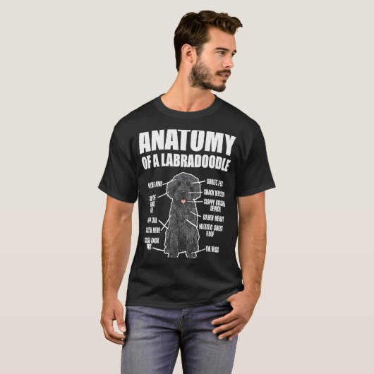 Zwarte labradoedle Dog Anatomie van een labradoedl T-shirt (Voorkant volledig)