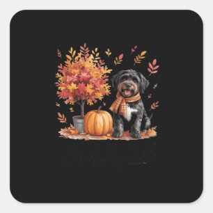 Zwarte Labradoodle Het is Herfst Y'all Pumpkin Aut Vierkante Sticker
