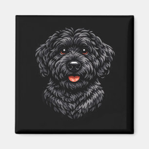 Zwarte labradoodle hond cute doodle puppy kunst vo magneet