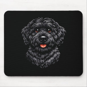 Zwarte labradoodle hond cute doodle puppy kunst vo muismat