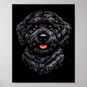 Zwarte labradoodle hond cute doodle puppy kunst vo poster