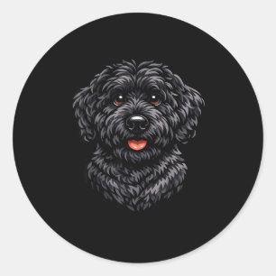 Zwarte labradoodle hond cute doodle puppy kunst vo ronde sticker