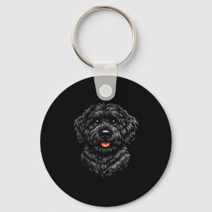 Zwarte labradoodle hond cute doodle puppy kunst vo sleutelhanger