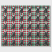 Zwarte Labradoodle Hond en Vakantie Geplaagd Kerst Cadeaupapier (Vlak)