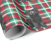 Zwarte Labradoodle Hond en Vakantie Geplaagd Kerst Cadeaupapier (Rol Hoek)