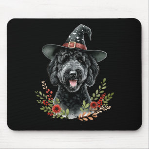Zwarte Labradoodle Hond Halloween Watercolor Kunst Muismat