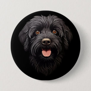 Zwarte labradoodle hond ronde button 7,6 cm