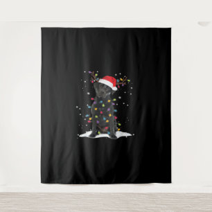 Zwarte Labradoodle Kerst hond Kerstboom Licht Klas Wandkleed