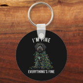 Zwarte Labradoodle Kerst Ik Ben Prima Alles Is Goe Sleutelhanger (Voorkant)