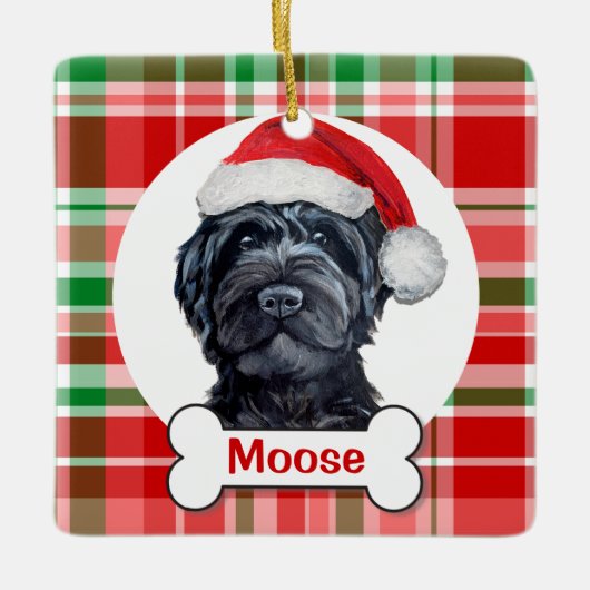 Zwarte Labradoodle / Zwarte Goldendoodle Keramisch Ornament (Voorkant)