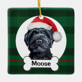 Zwarte Labradoodle / Zwarte Goldendoodle Keramisch Ornament