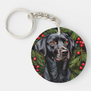 Zwarte Labradoor Gloed Hondenportret Huisdierliefh Sleutelhanger
