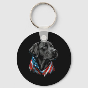 Zwarte Labradoor met Amerikaanse Patriottische 4 j Sleutelhanger