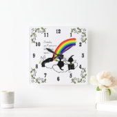 Zwarte Labrador Angels Rainbow Bridge Vierkante Klok (Huis)