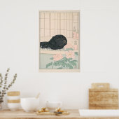 Zwarte Labrador Badkamer Print Japandi Ukiyo-e (Keuken)