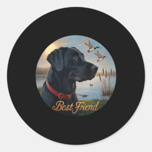 Zwarte Labrador beste vriend. jacht op watervogele Ronde Sticker